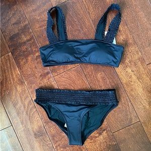 Vineyard Vines Smocked Bikini Jet Black NWT XS